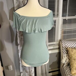 Elegant Off-Shoulder Green Top